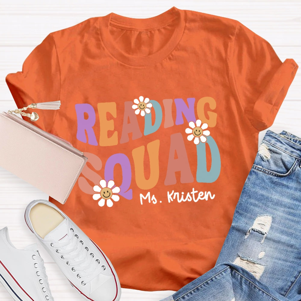 Personalized Name Reading Squad Flowers T-shirt