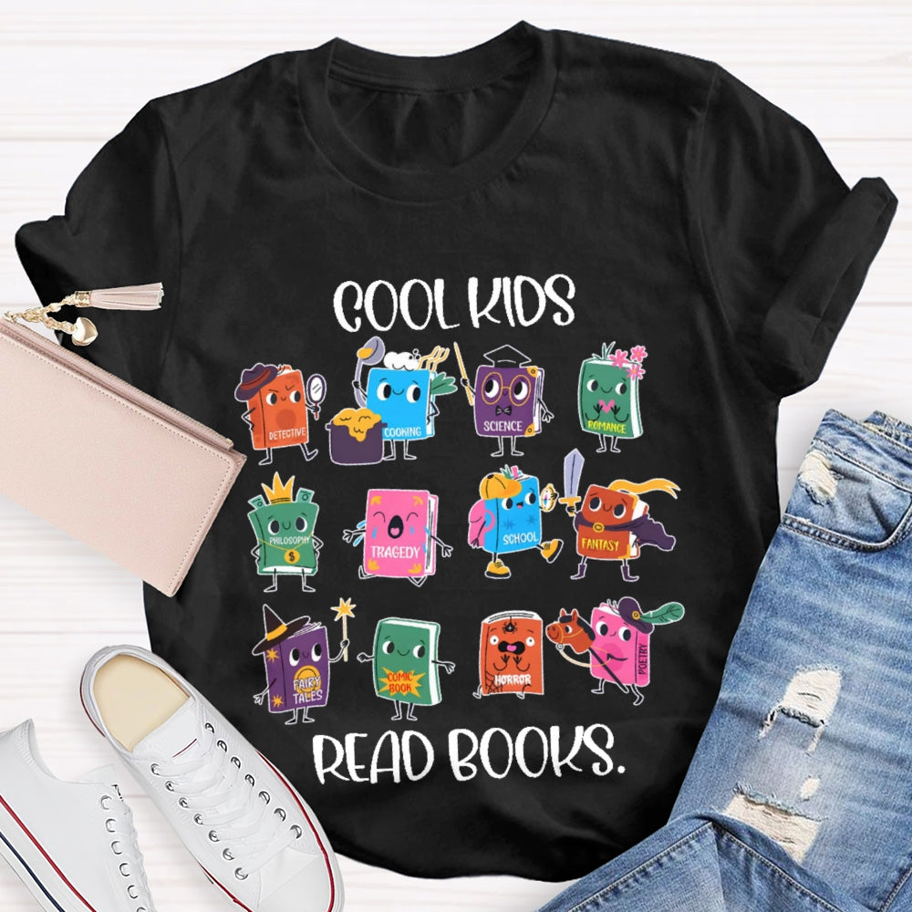Cool Kids Read Books Cartoon Book T-shirt