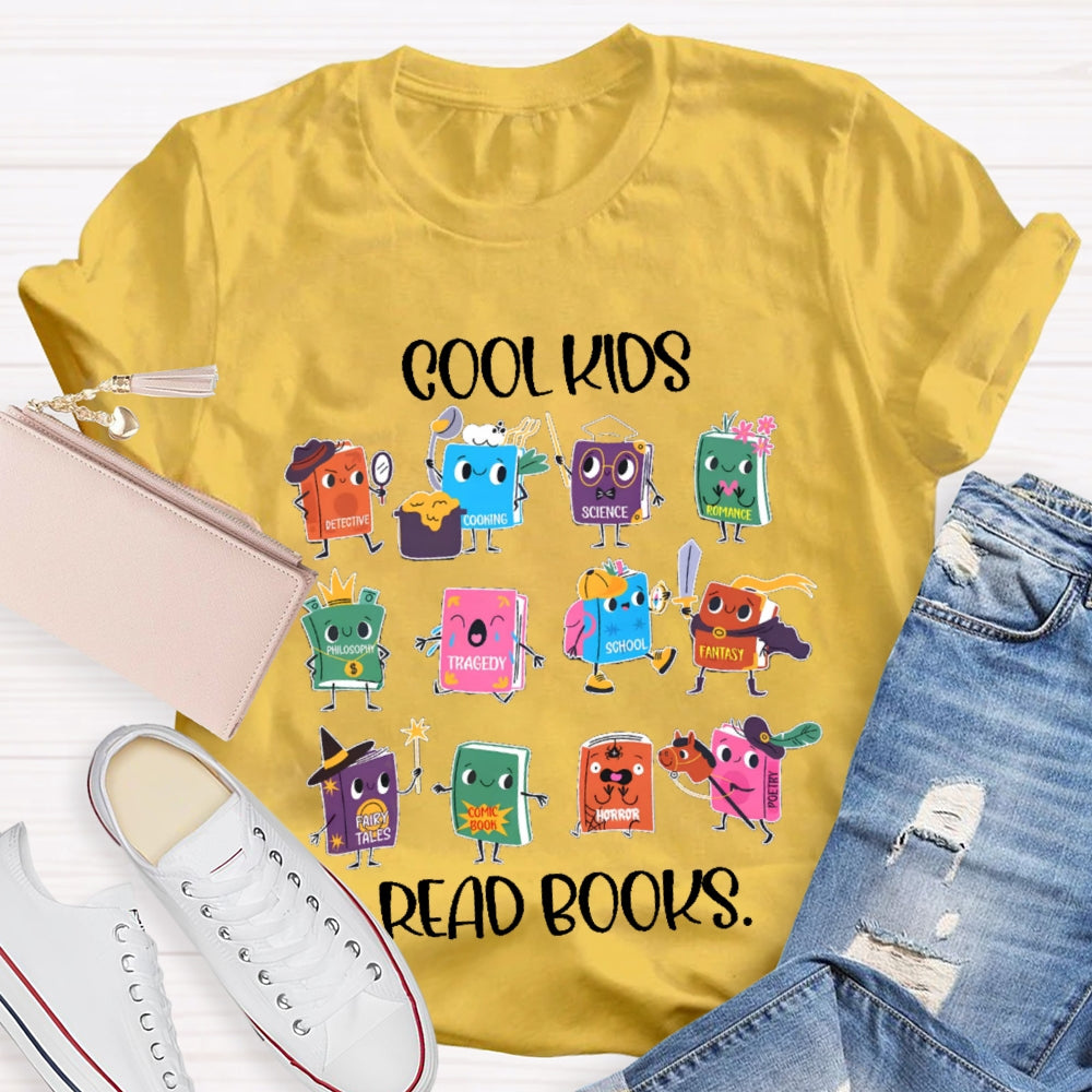 Cool Kids Read Books Cartoon Book T-shirt