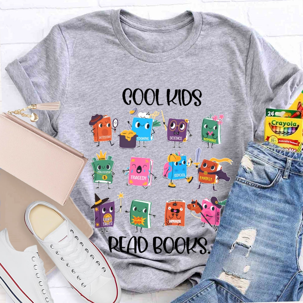 Cool Kids Read Books Cartoon Book T-shirt
