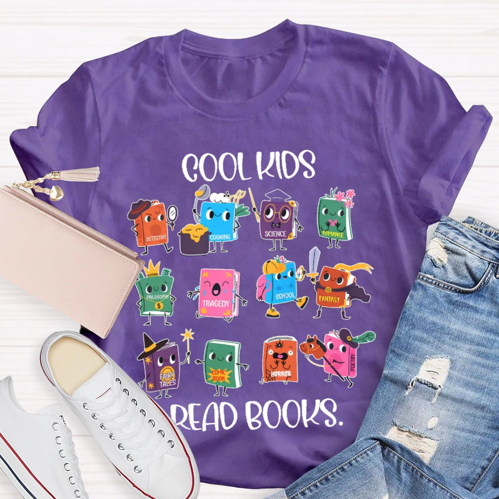 Cool Kids Read Books Cartoon Book T-shirt