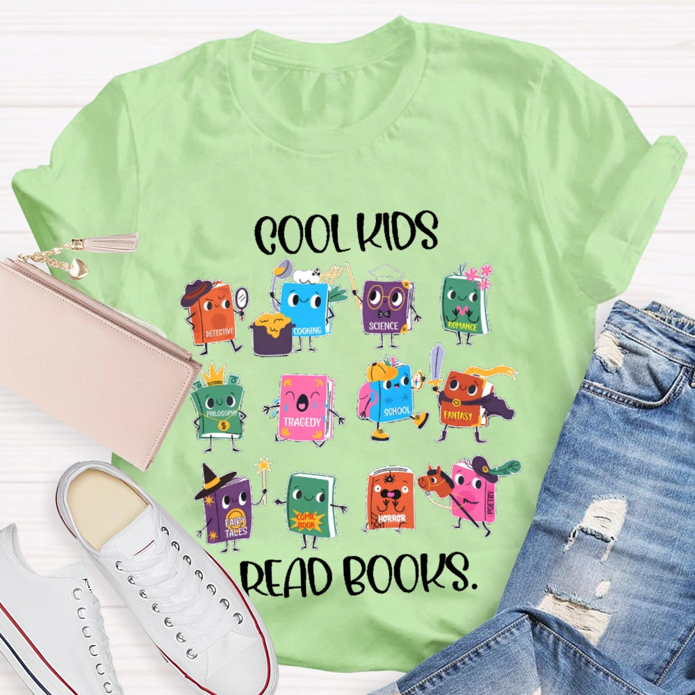 Cool Kids Read Books Cartoon Book T-shirt