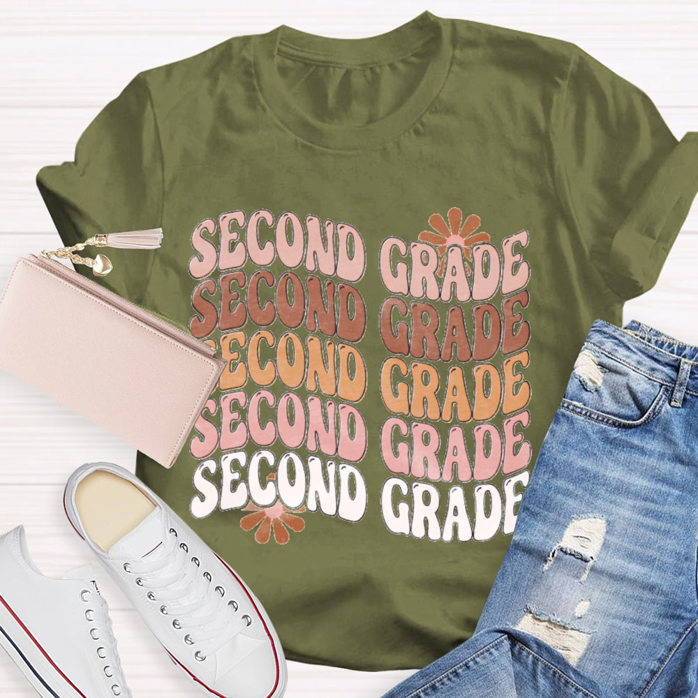 Personalized Grade Second Grade Multiple Letters T-shirt
