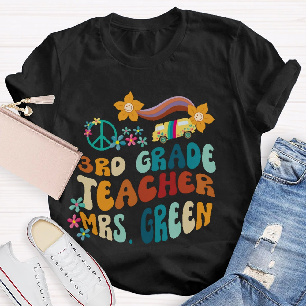 Personalized Name And Grade 3rd Grade Teacher Letters T-shirt