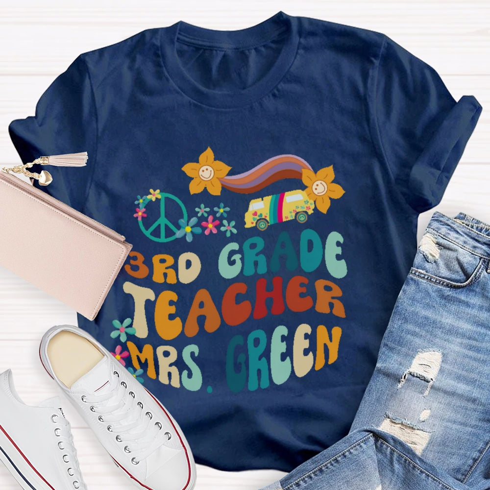 Personalized Name And Grade 3rd Grade Teacher Letters T-shirt