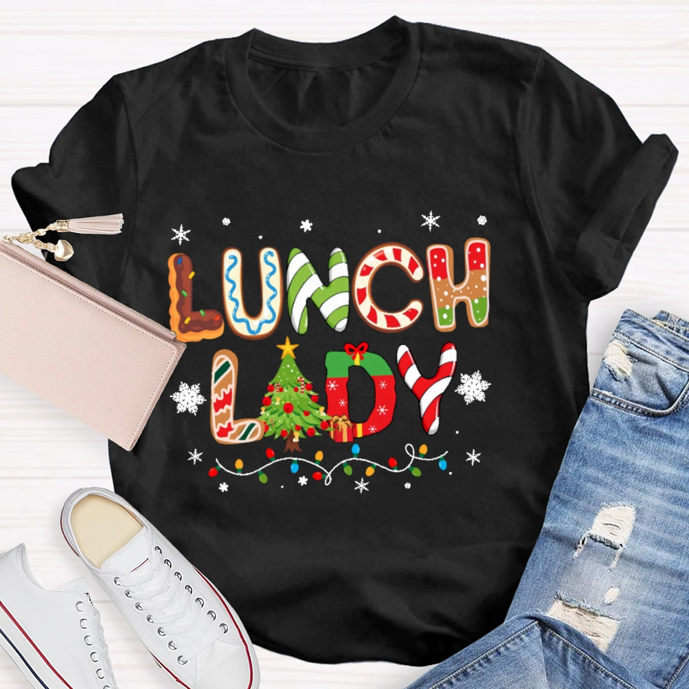 Lunch Lady Christmas Element Pattern T-shirt