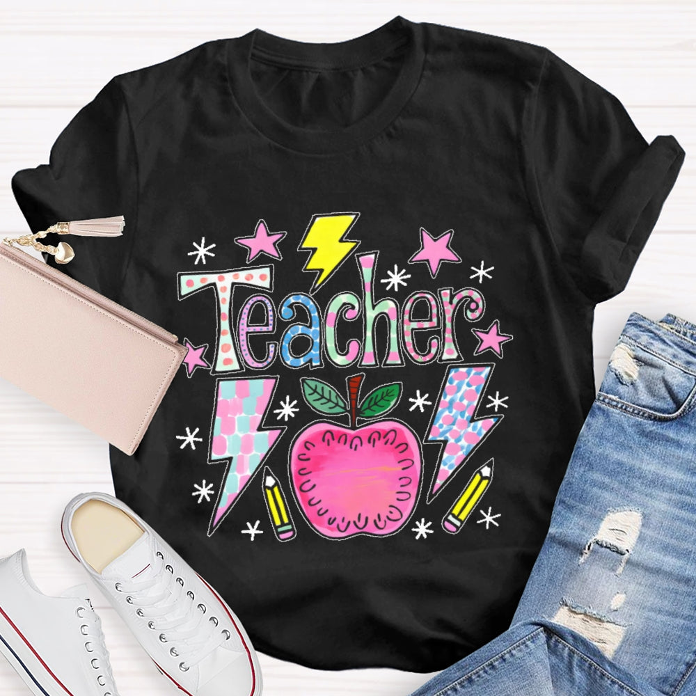 Teacher Cartoon Pattern T-shirt