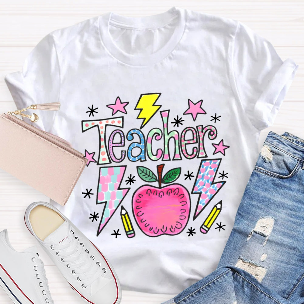 Teacher Cartoon Pattern T-shirt