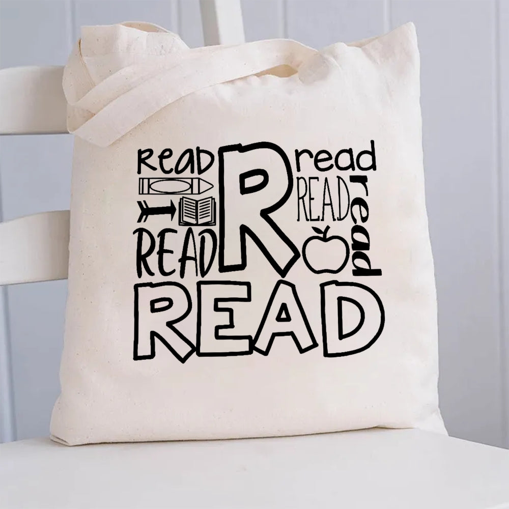 Read Read Apple Canvas Tote Bag