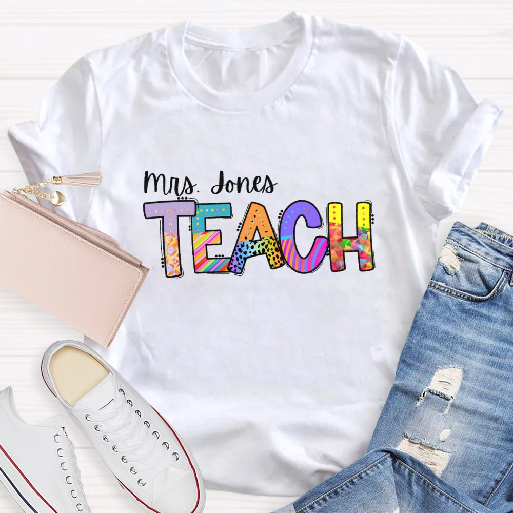 Personalized Name Colorful Leopard Print Design T-Shirt
