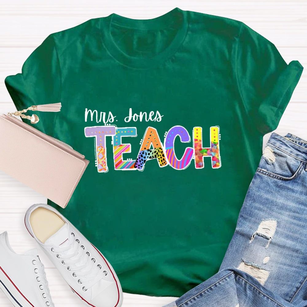 Personalized Name Colorful Leopard Print Design T-Shirt