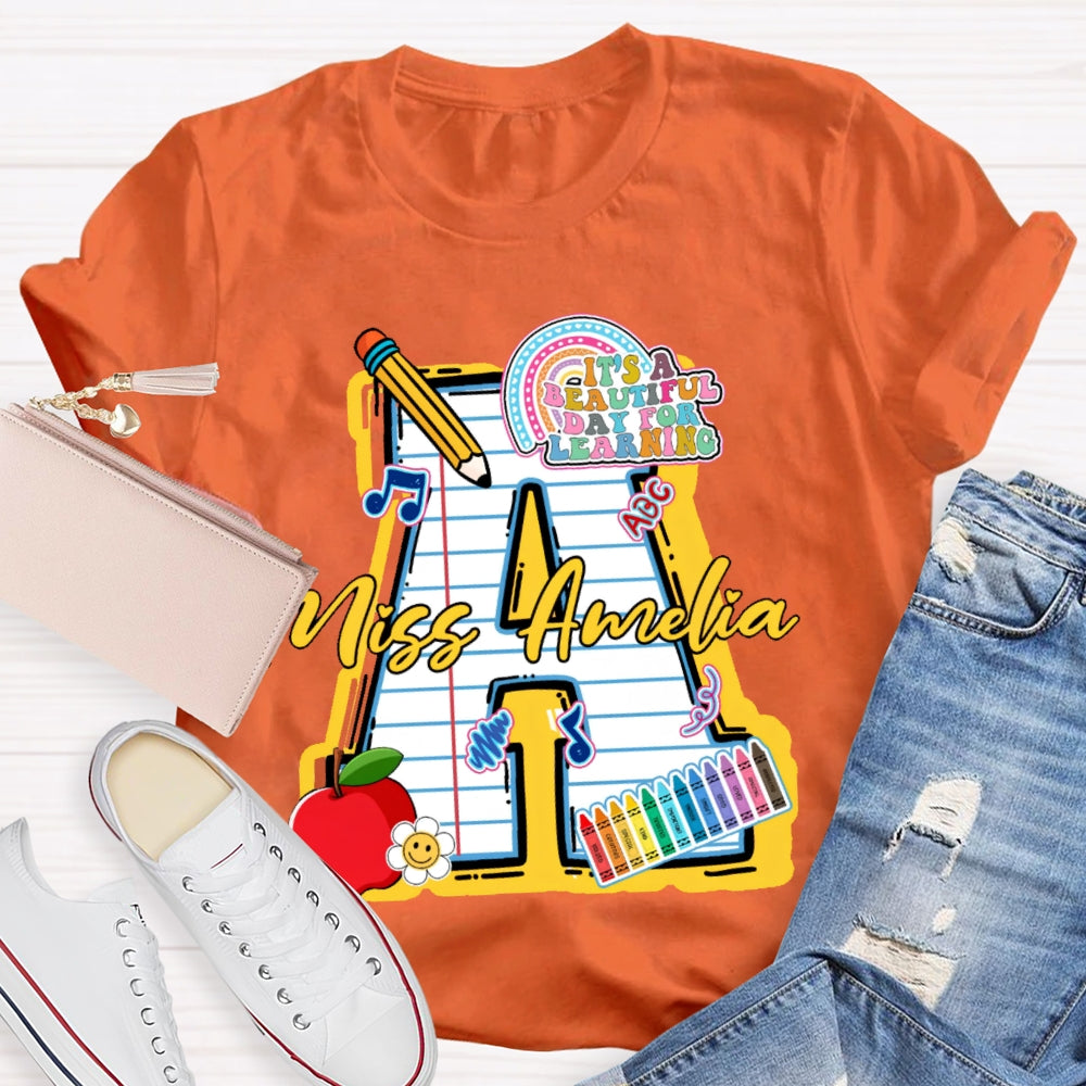 Personalize Name It'S A Beautiful Day For Learning Music T-shirt