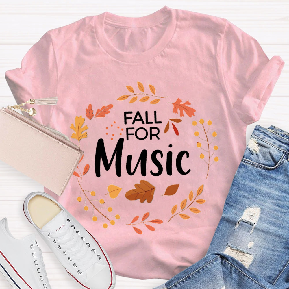 Fall For Music Circle Leaves T-shirt