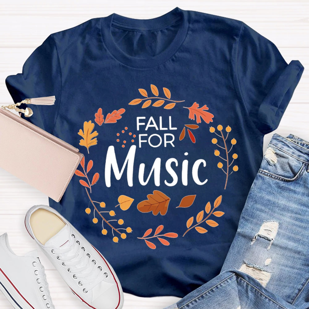 Fall For Music Circle Leaves T-shirt