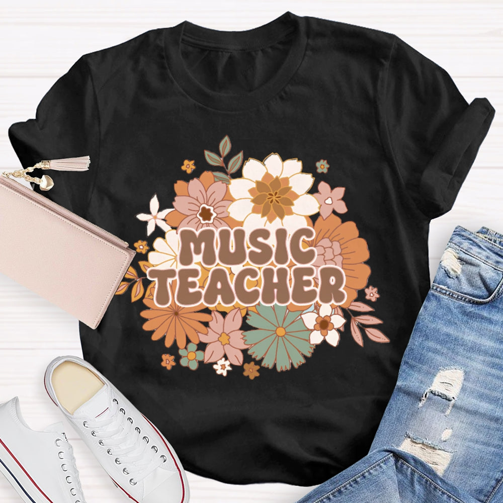 Music Teacher Chrysanthemum Base Print T-shirt
