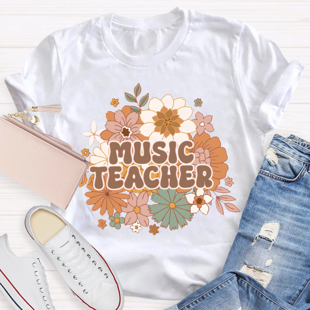 Music Teacher Chrysanthemum Base Print T-shirt