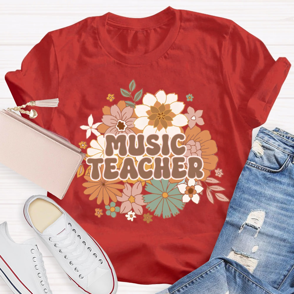 Music Teacher Chrysanthemum Base Print T-shirt