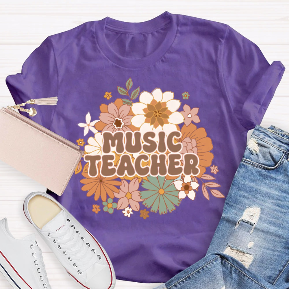 Music Teacher Chrysanthemum Base Print T-shirt