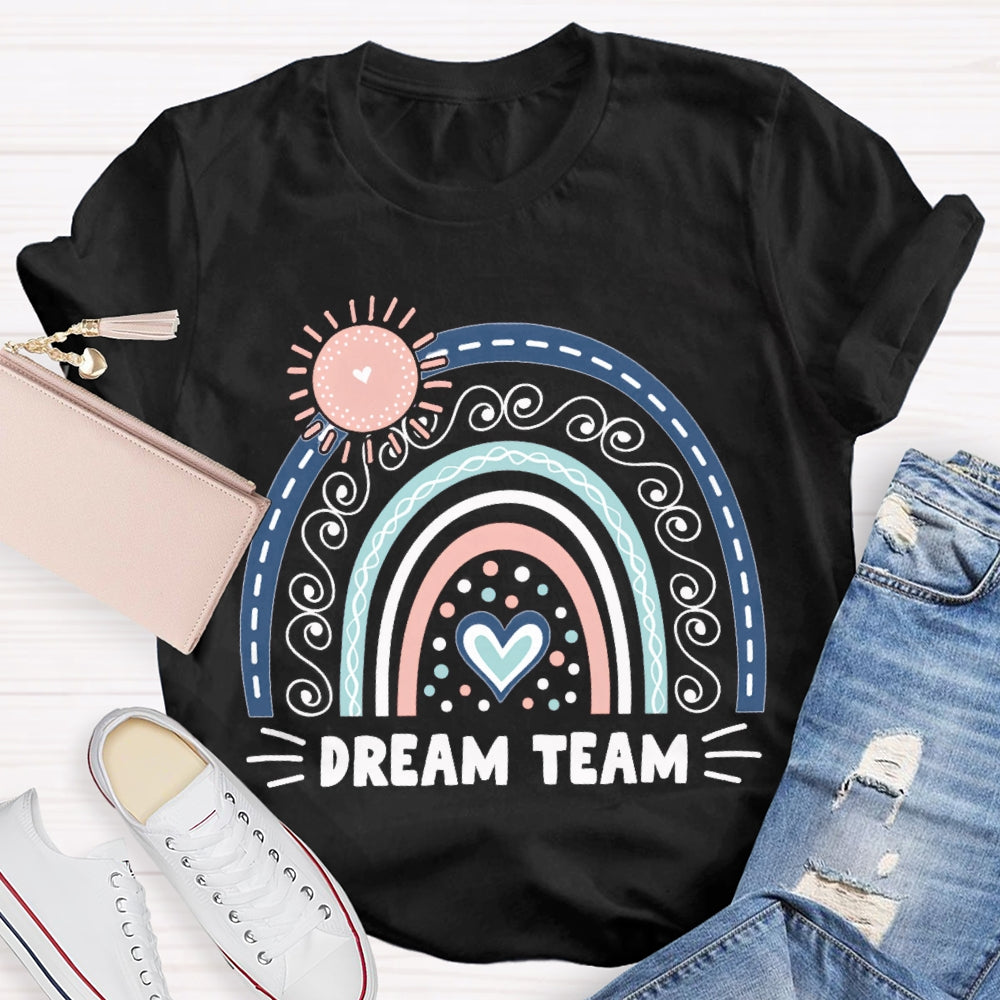 Dream Team Pink Sun And Blue Heart T-shirt