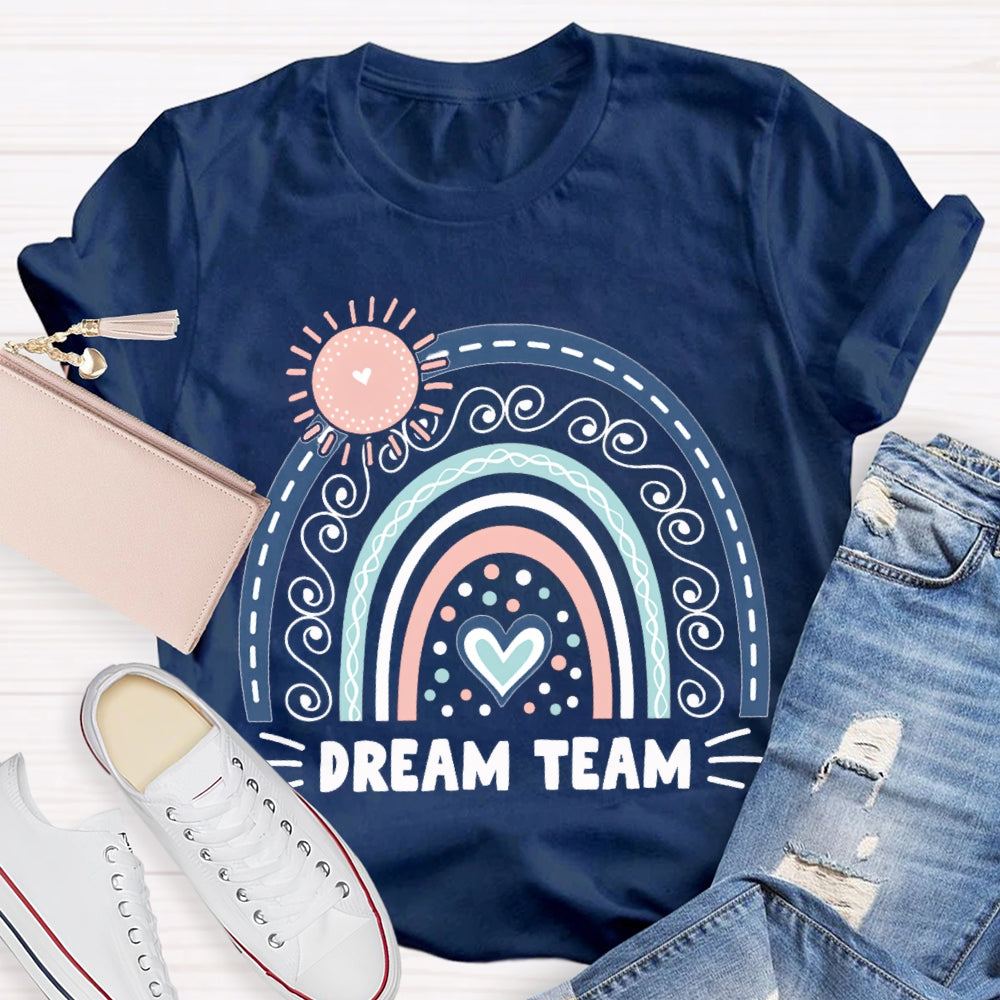 Dream Team Pink Sun And Blue Heart T-shirt