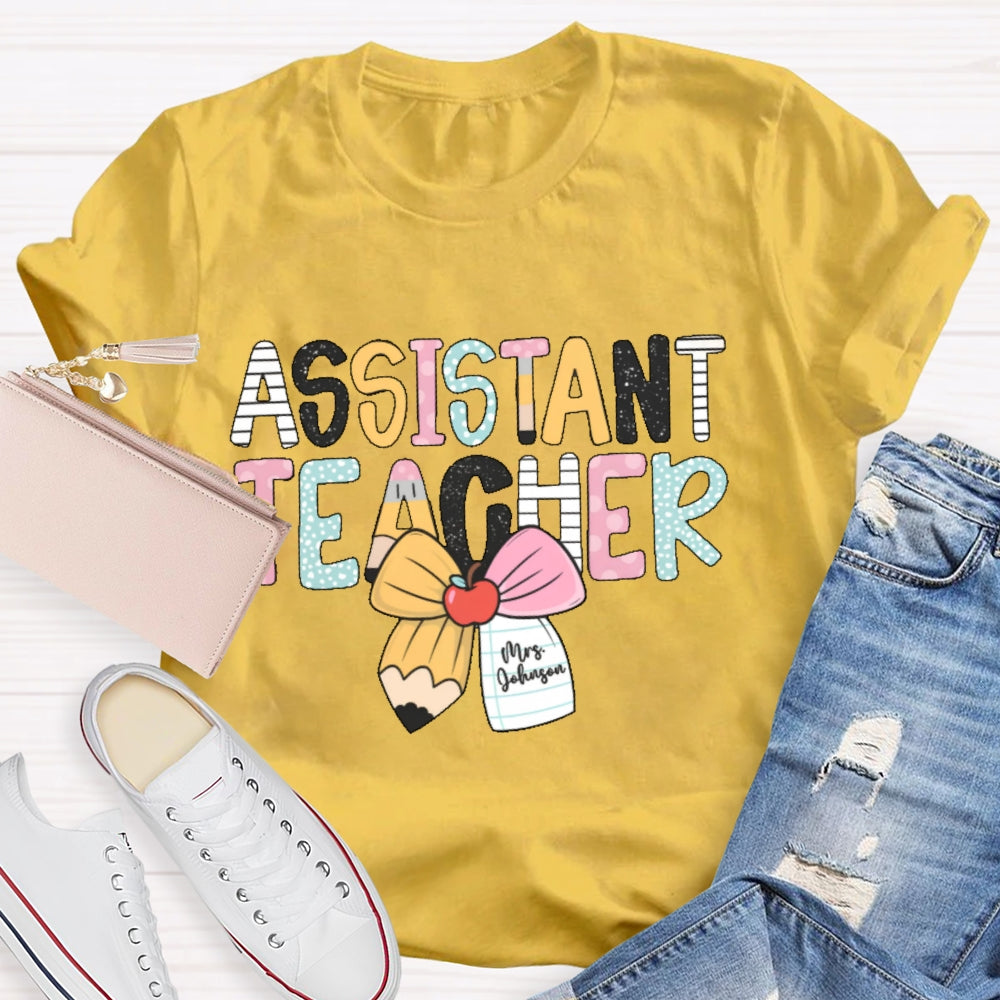 Personalized Name Assistant Teacher Letter Printing T-shirt