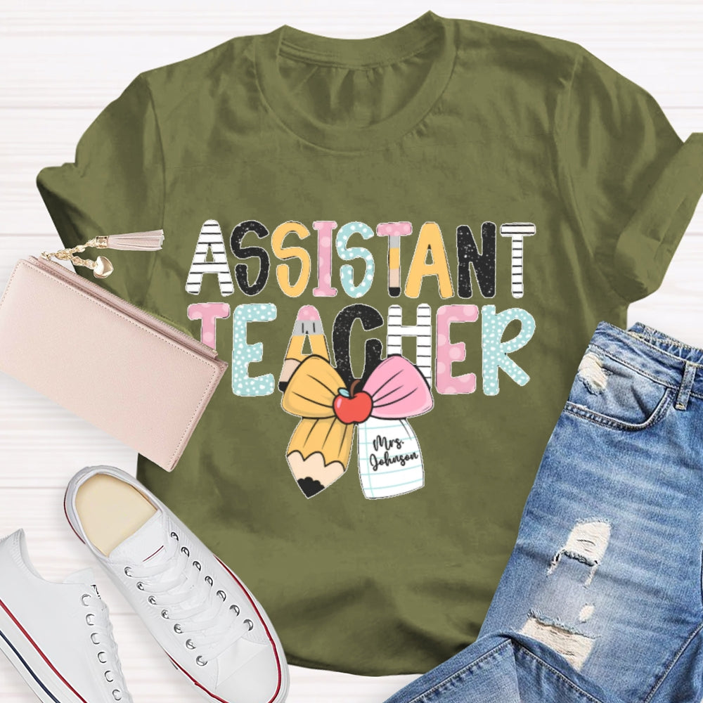 Personalized Name Assistant Teacher Letter Printing T-shirt