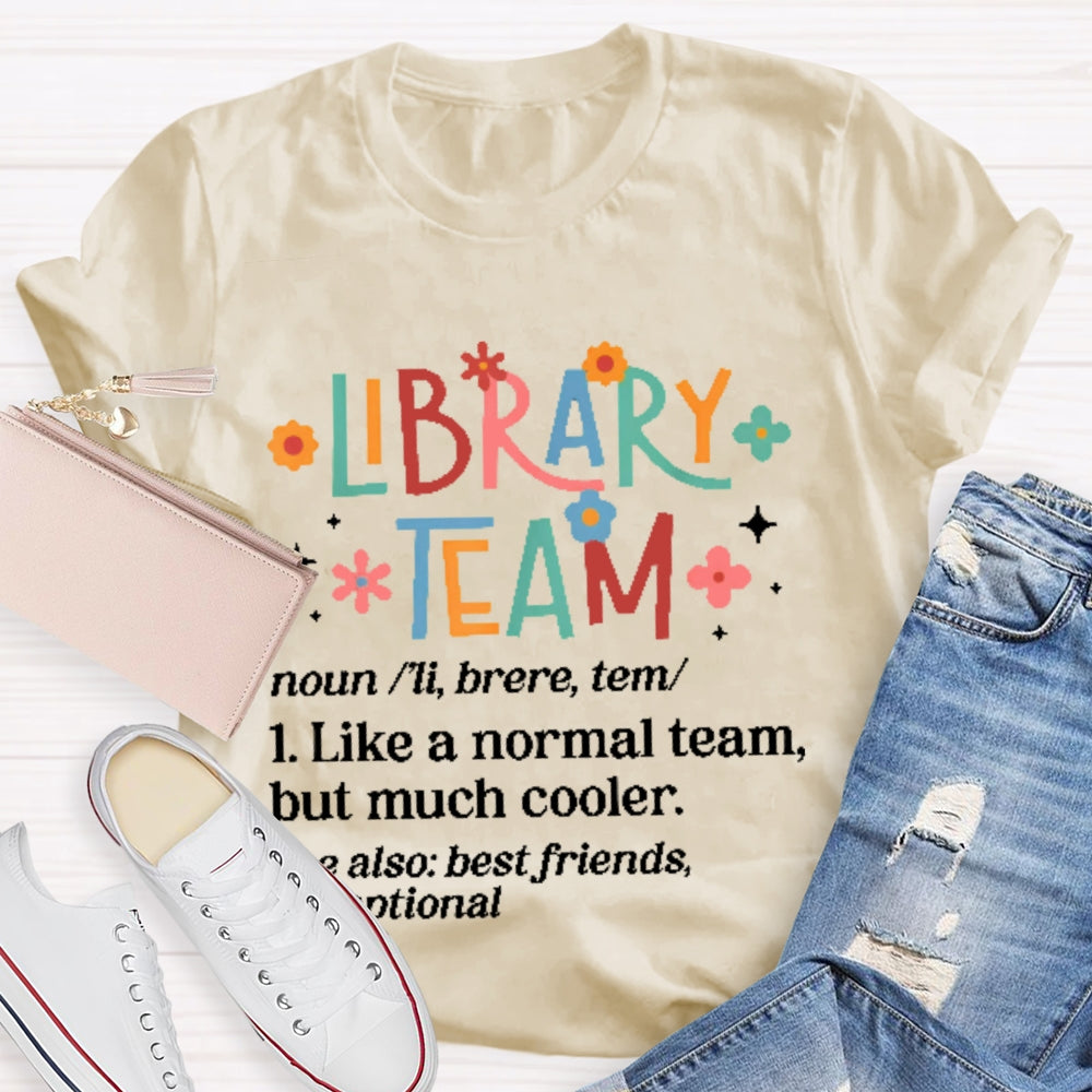 Library Team Letter Printing T-shirt