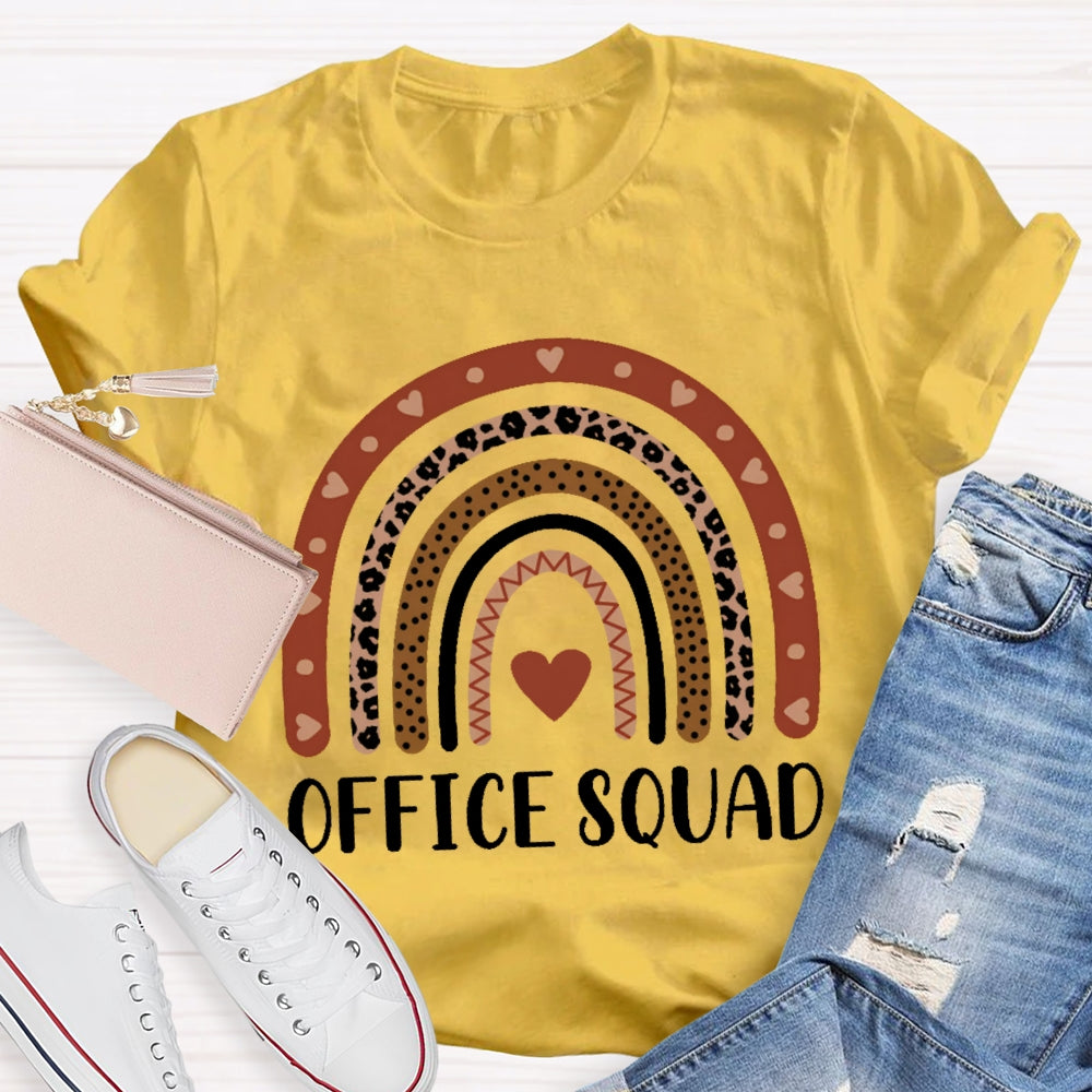 Office Squad Rainbow Leopard Print Love Print Funny T-shirt