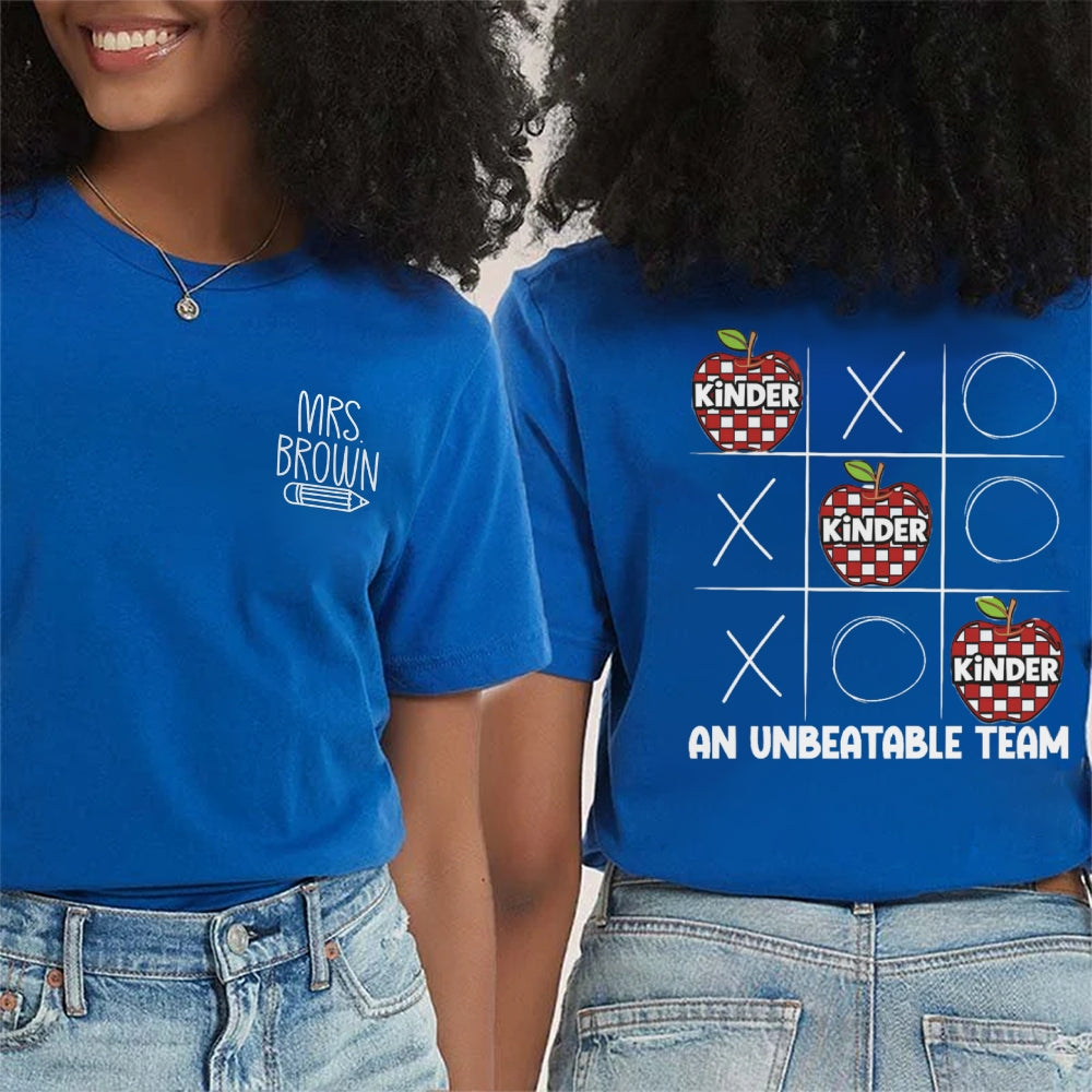 Personalized Name Kinder An Unbeatable  Team Double Printed T-Shirt