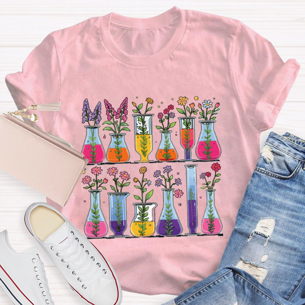 Floral Chemical Experiment Bottle T-shirt