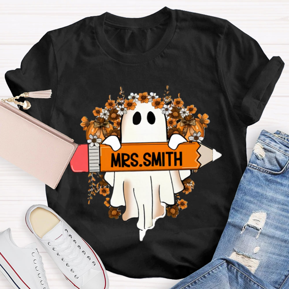 Personalized Name Cute Ghost Teacher T-Shirt
