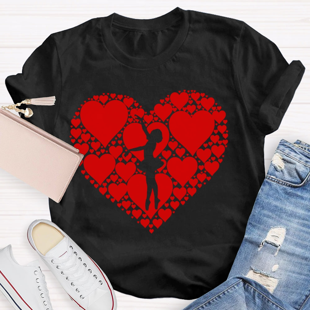 Dance Heart Pattern Printing T-shirt
