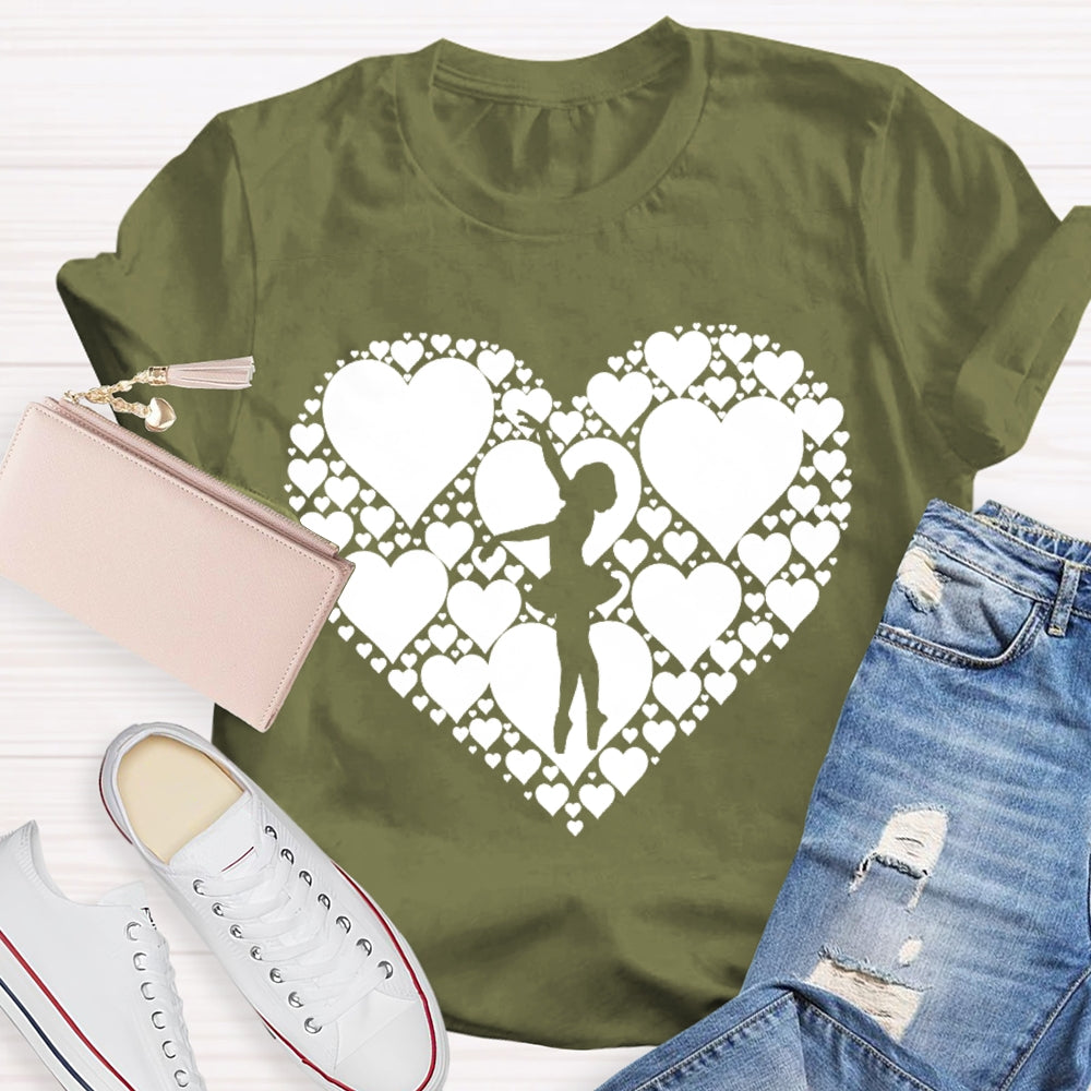 Dance Heart Pattern Printing T-shirt