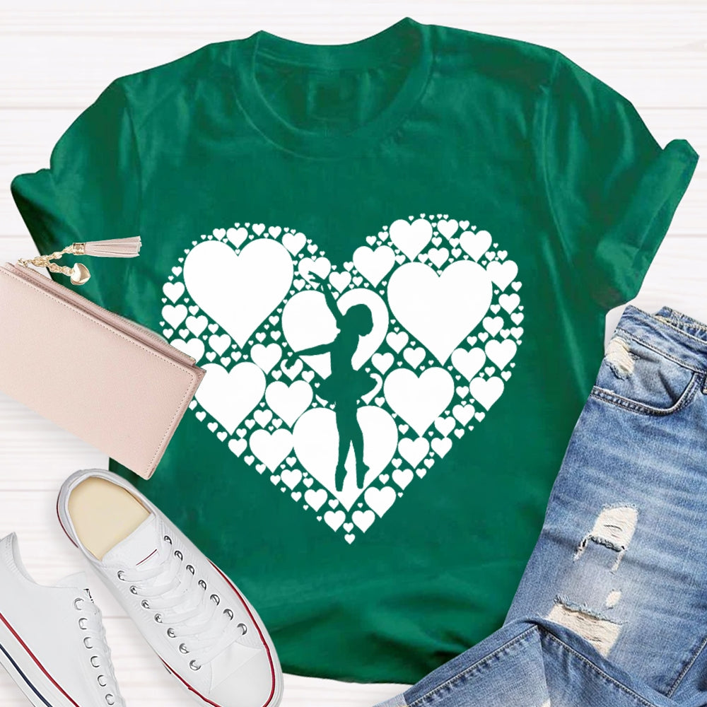 Dance Heart Pattern Printing T-shirt