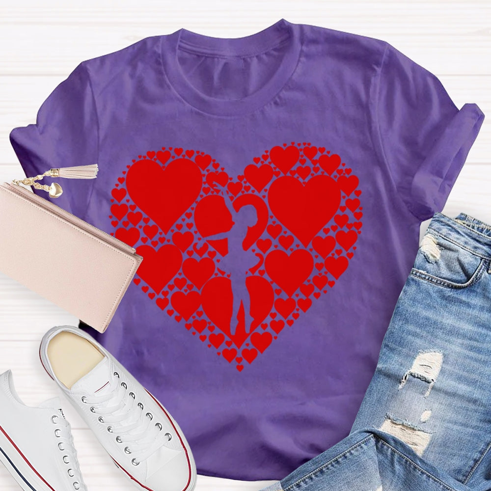 Dance Heart Pattern Printing T-shirt