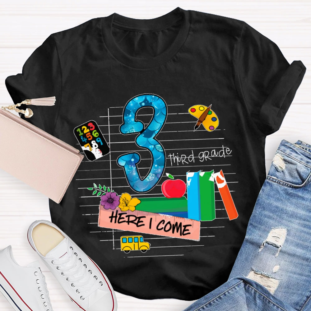 Personalized Grade Here I Come Back To School T-shirt