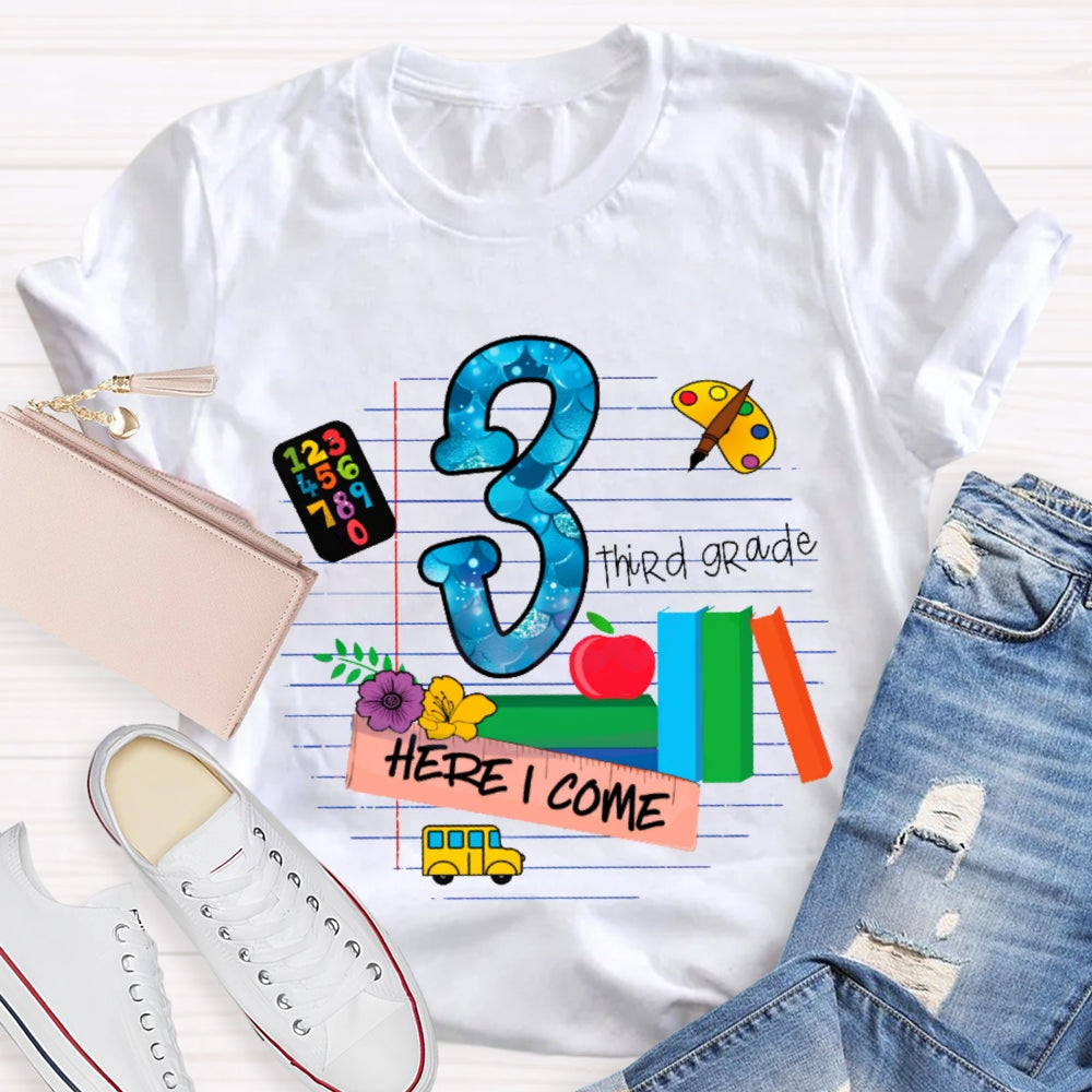 Personalized Grade Here I Come Back To School T-shirt