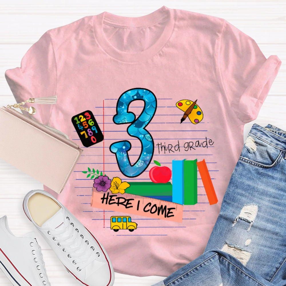 Personalized Grade Here I Come Back To School T-shirt