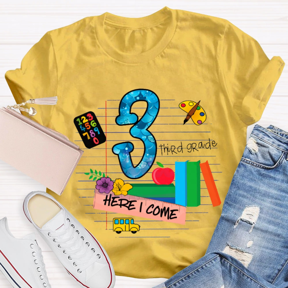 Personalized Grade Here I Come Back To School T-shirt