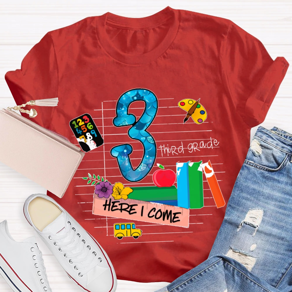 Personalized Grade Here I Come Back To School T-shirt
