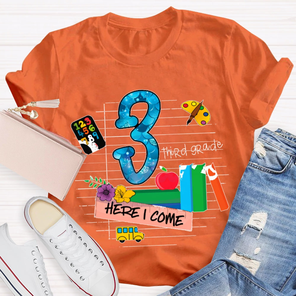 Personalized Grade Here I Come Back To School T-shirt