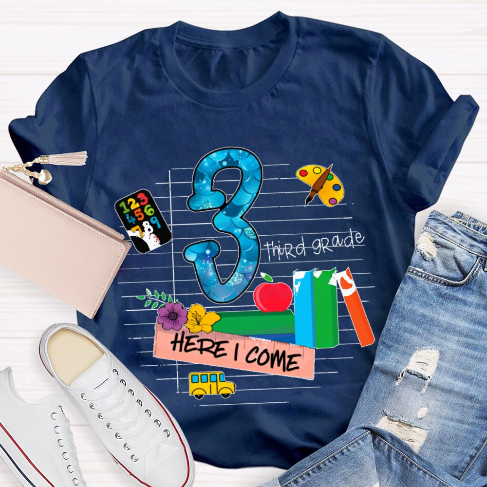 Personalized Grade Here I Come Back To School T-shirt