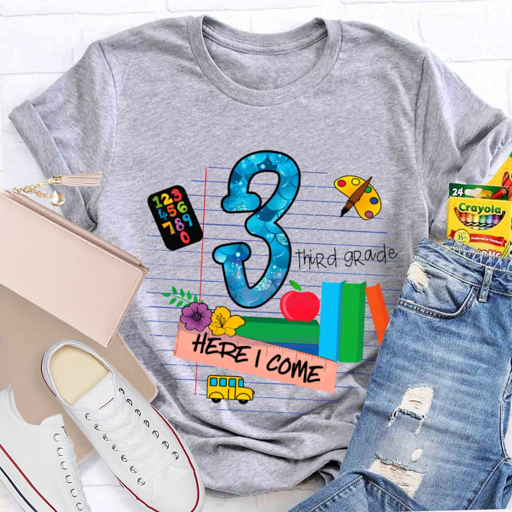 Personalized Grade Here I Come Back To School T-shirt