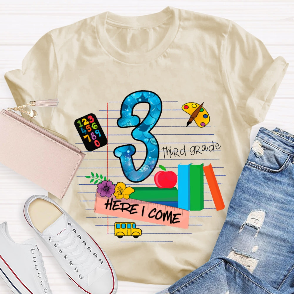 Personalized Grade Here I Come Back To School T-shirt