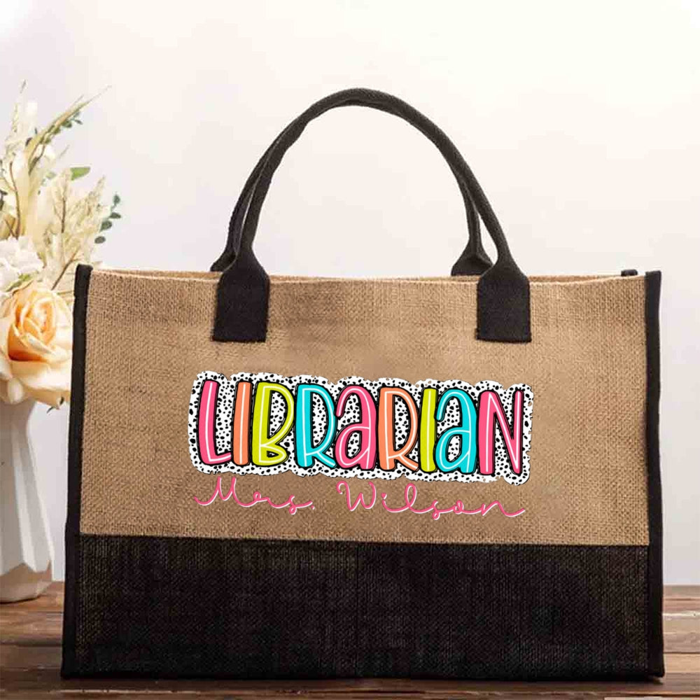 Personalized Name Librarian Cotton Tote Bag