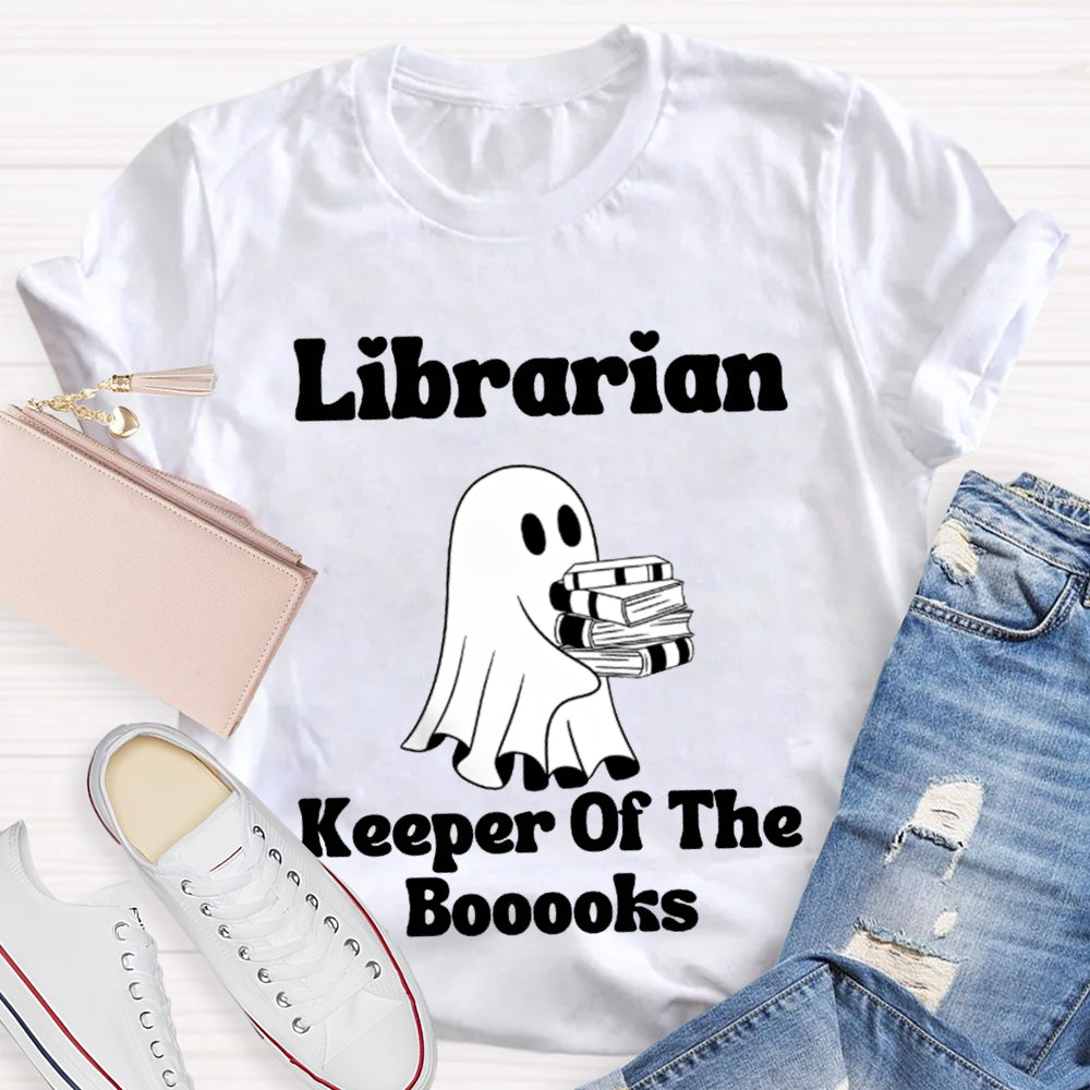 Librarian Keeper Of The Booooks Funny Halloween Spooky Librarian T-shirt