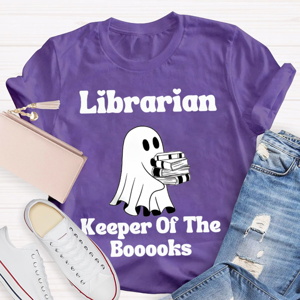 Librarian Keeper Of The Booooks Funny Halloween Spooky Librarian T-shirt