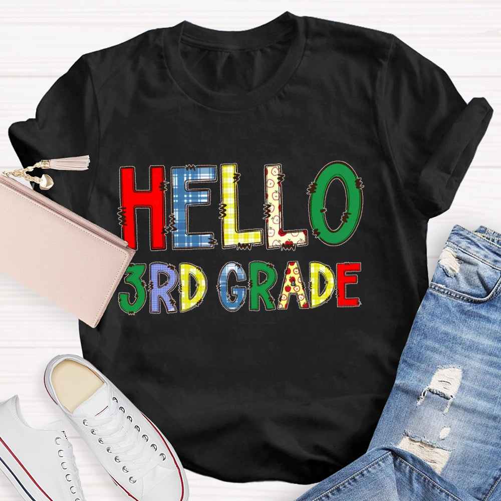 Personalized  Grade Hello Funny Letters T-shirt