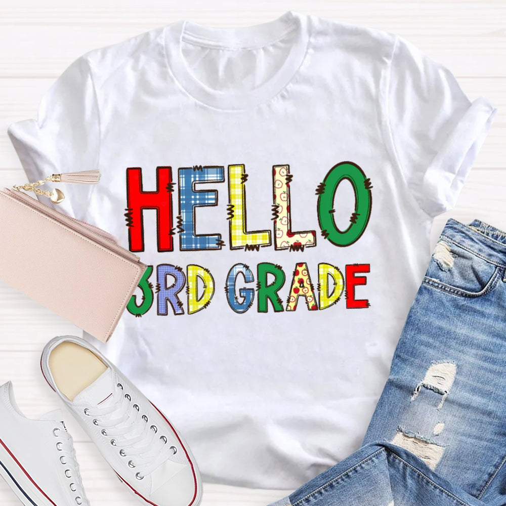 Personalized  Grade Hello Funny Letters T-shirt