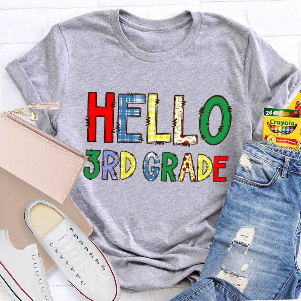 Personalized  Grade Hello Funny Letters T-shirt